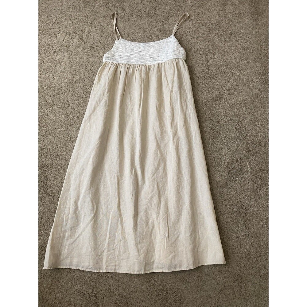 Zara Boho Crochet Ivory Knit Bodice and Linen Blend Flowy Skirt Size M - Picture 7 of 14